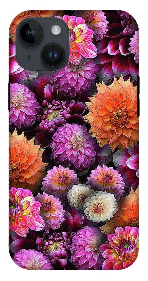 Pink and Orange Dahlias Collage - Phone Case