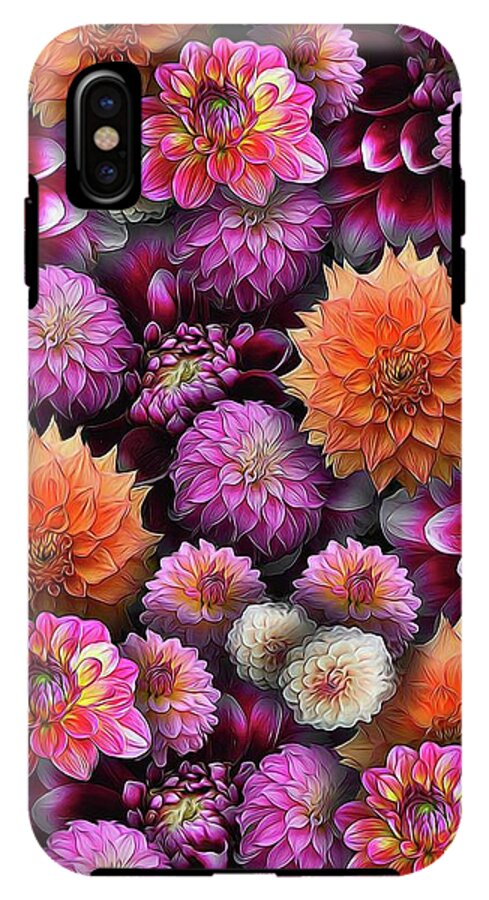 Pink and Orange Dahlias Collage - Phone Case