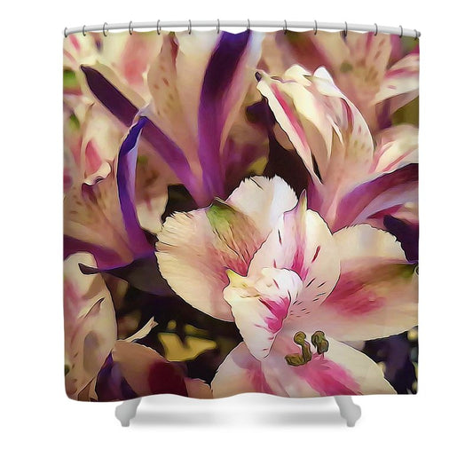 Pink and White Flowers - Shower Curtain