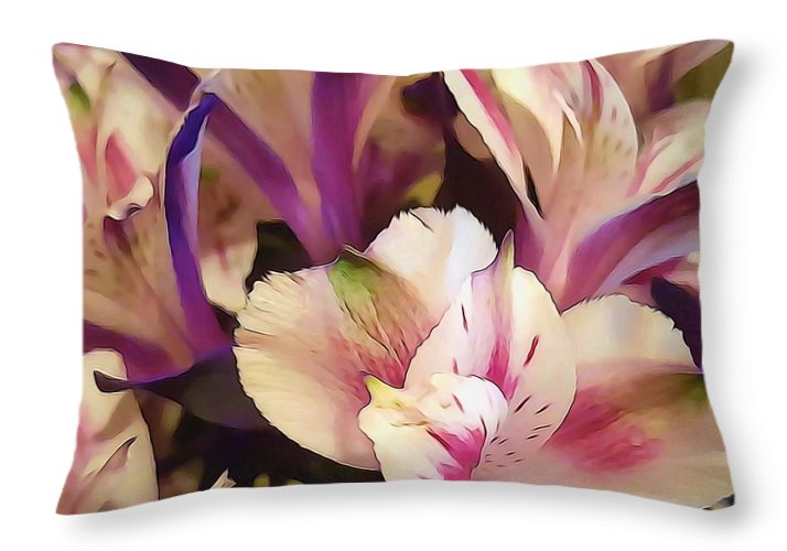 Pink and White Flowers - Throw Pillow