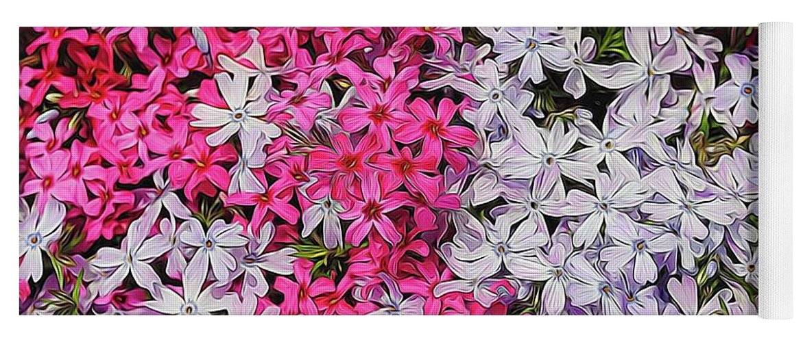 Pink and White Phlox - Yoga Mat