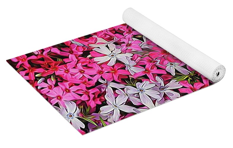 Pink and White Phlox - Yoga Mat