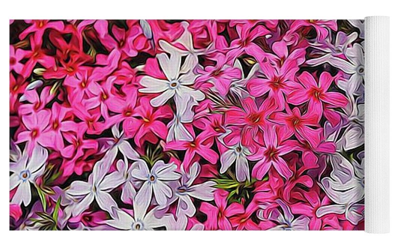 Pink and White Phlox - Yoga Mat