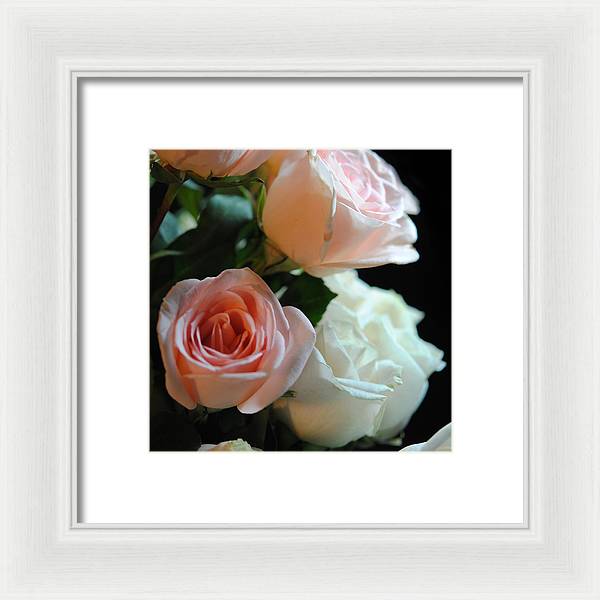 Pink and White Roses Bouquet - Framed Print