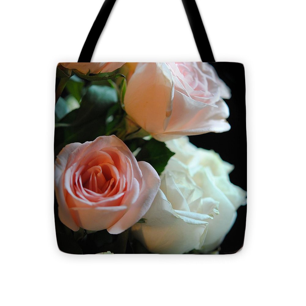 Pink and White Roses Bouquet - Tote Bag