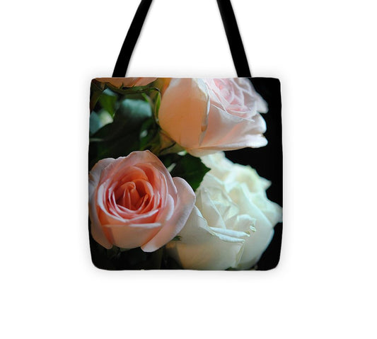 Pink and White Roses Bouquet - Tote Bag