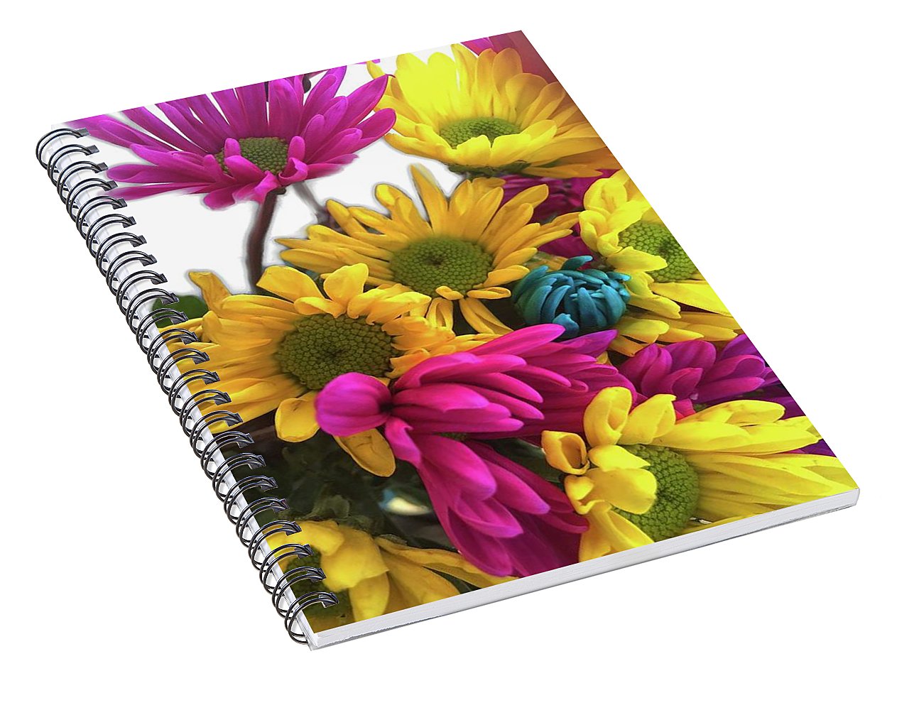 Pink and Yellow Daisies - Spiral Notebook