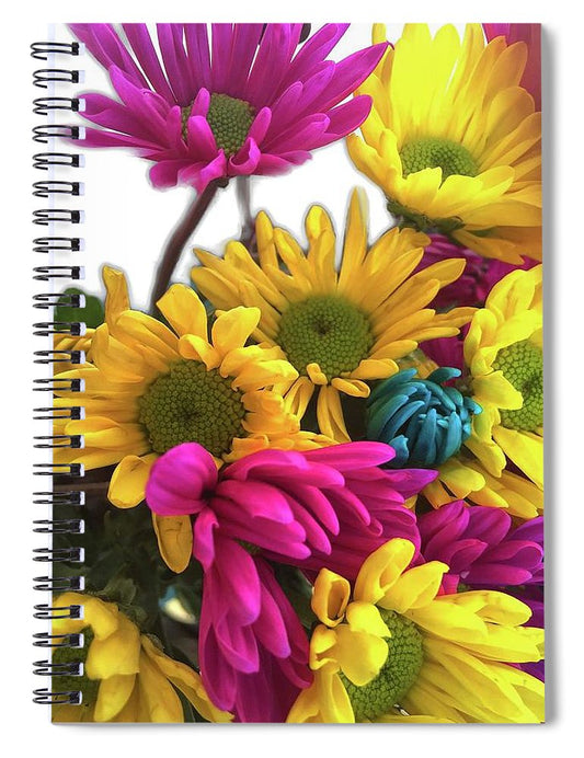 Pink and Yellow Daisies - Spiral Notebook