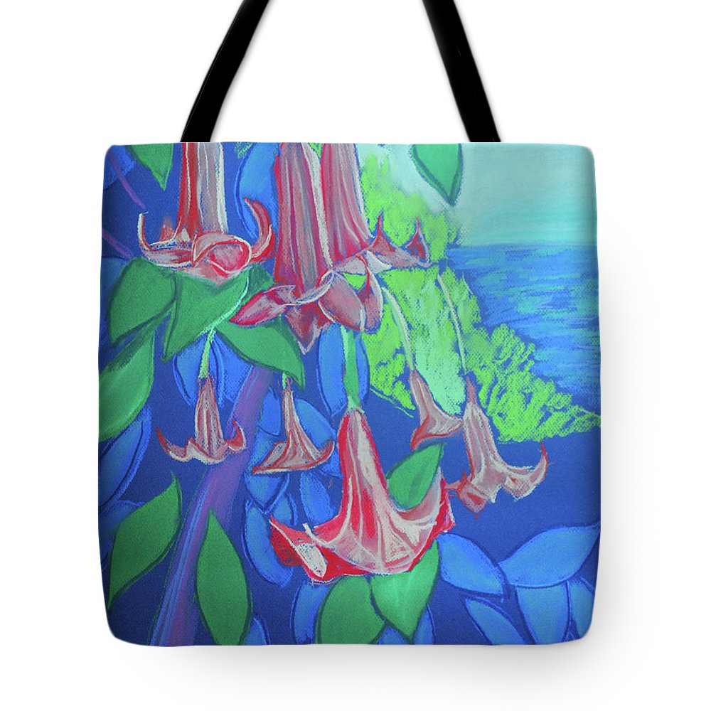 Pink Angels Trumpet Flowers Pastel - Tote Bag