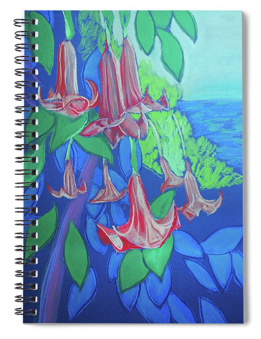 Pink Angels Trumpet Flowers Pastel - Spiral Notebook