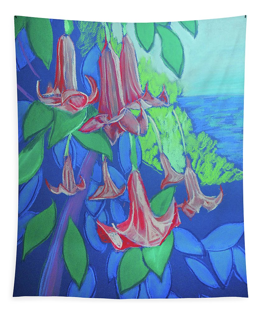 Pink Angels Trumpet Flowers Pastel - Tapestry