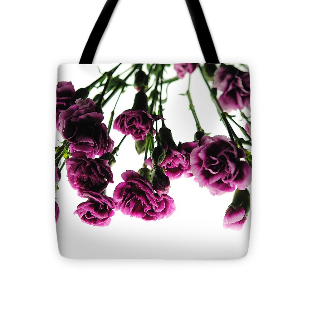 Pink Carnations on White - Tote Bag