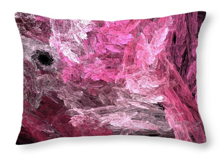 Pink Crystal Fractal - Throw Pillow