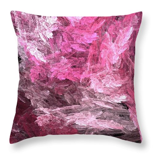 Pink Crystal Fractal - Throw Pillow