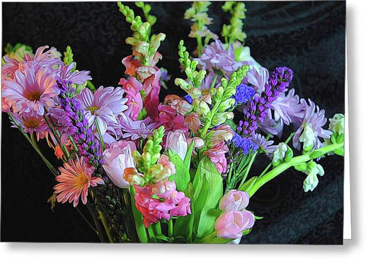 Pink Flower Bouquet - Greeting Card