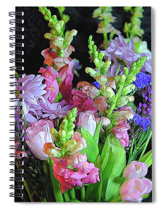 Pink Flower Bouquet - Spiral Notebook
