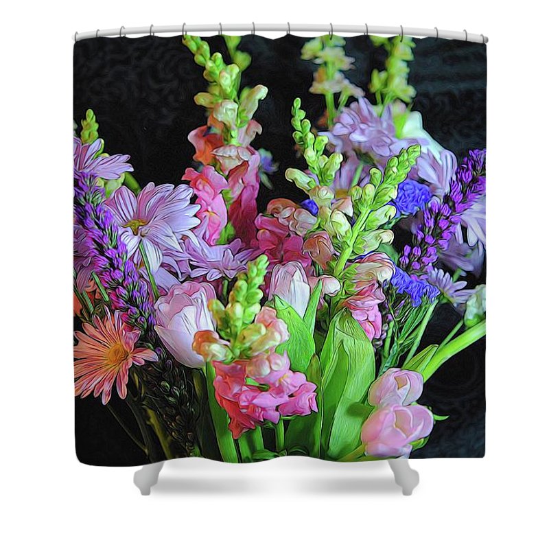 Pink Flower Bouquet - Shower Curtain