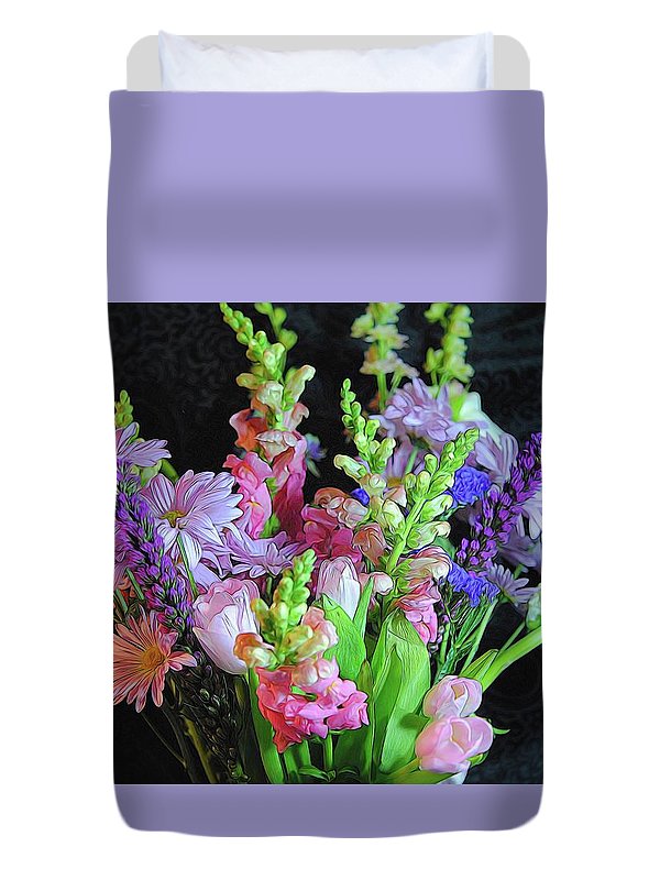 Pink Flower Bouquet - Duvet Cover