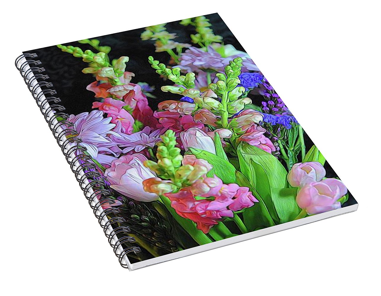 Pink Flower Bouquet - Spiral Notebook