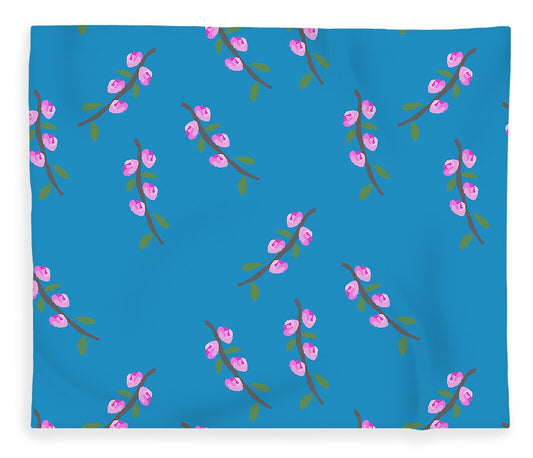 Pink Flower Branches Pattern - Blanket