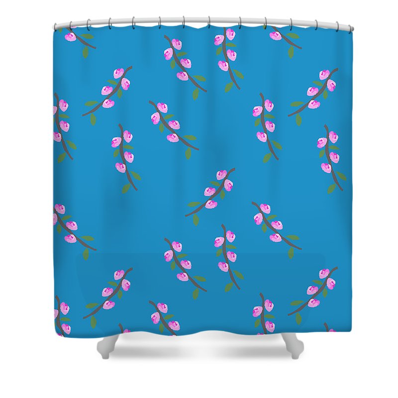 Pink Flower Branches Pattern - Shower Curtain