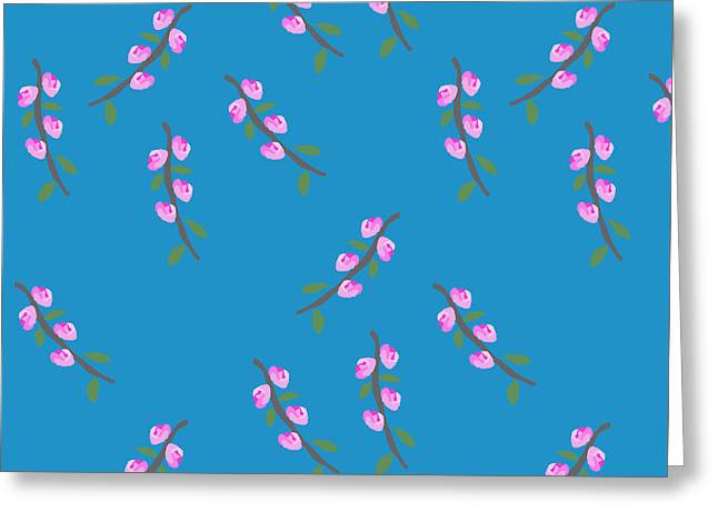 Pink Flower Branches Pattern - Greeting Card