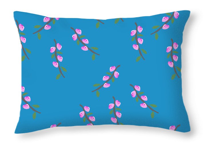 Pink Flower Branches Pattern - Throw Pillow