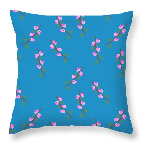 Pink Flower Branches Pattern - Throw Pillow