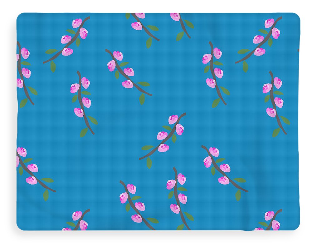 Pink Flower Branches Pattern - Blanket