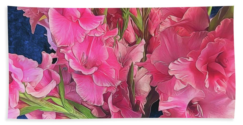 Pink Gladiolas - Beach Towel