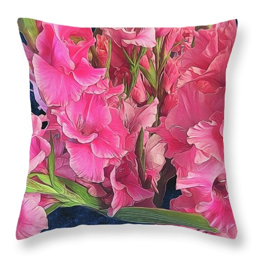 Pink Gladiolas - Throw Pillow