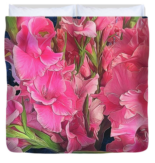 Pink Gladiolas - Duvet Cover