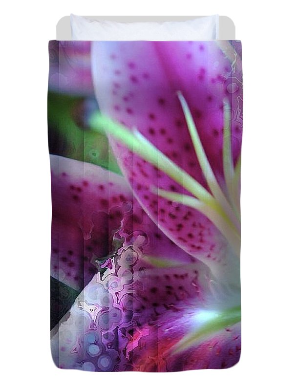 Pink Lily Abstract - Duvet Cover