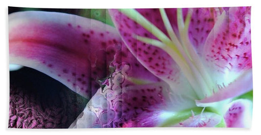 Pink Lily Abstract - Bath Towel