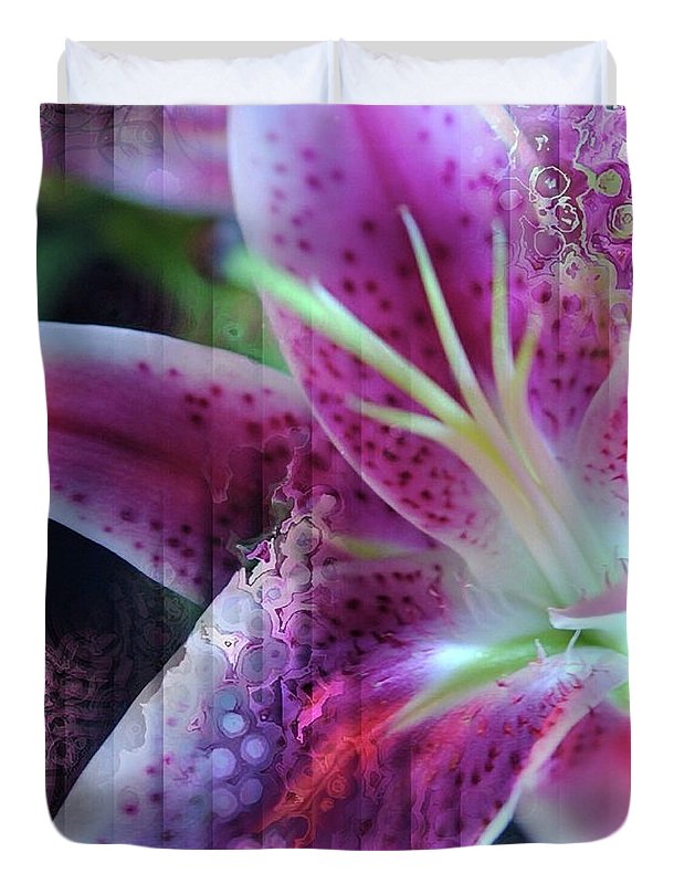 Pink Lily Abstract - Duvet Cover