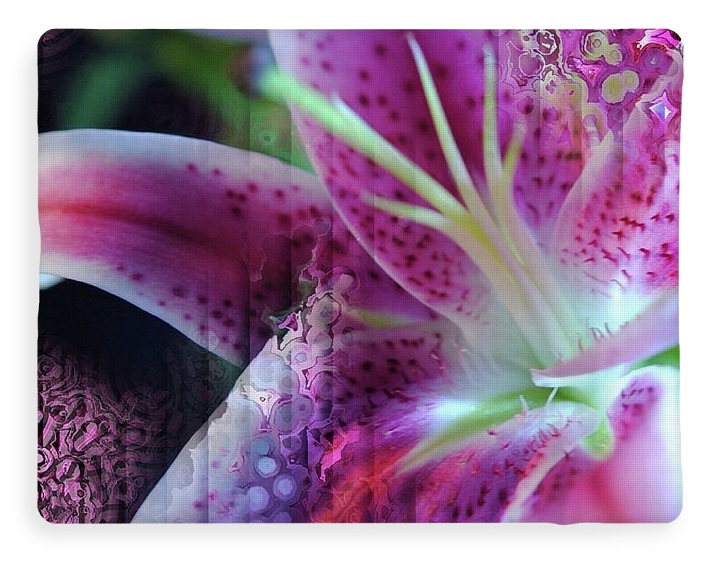 Pink Lily Abstract - Blanket