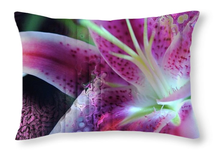 Pink Lily Abstract - Throw Pillow