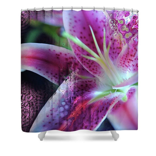 Pink Lily Abstract - Shower Curtain