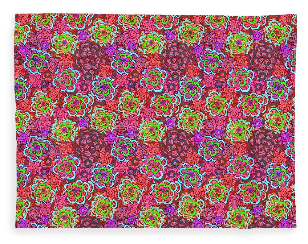 Pink Retro Flowers - Blanket