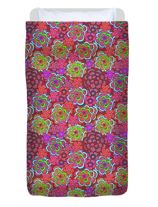 Pink Retro Flowers - Duvet Cover