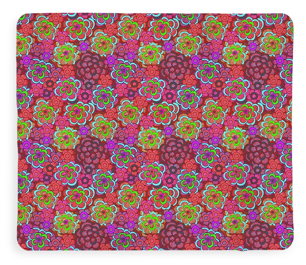 Pink Retro Flowers - Blanket