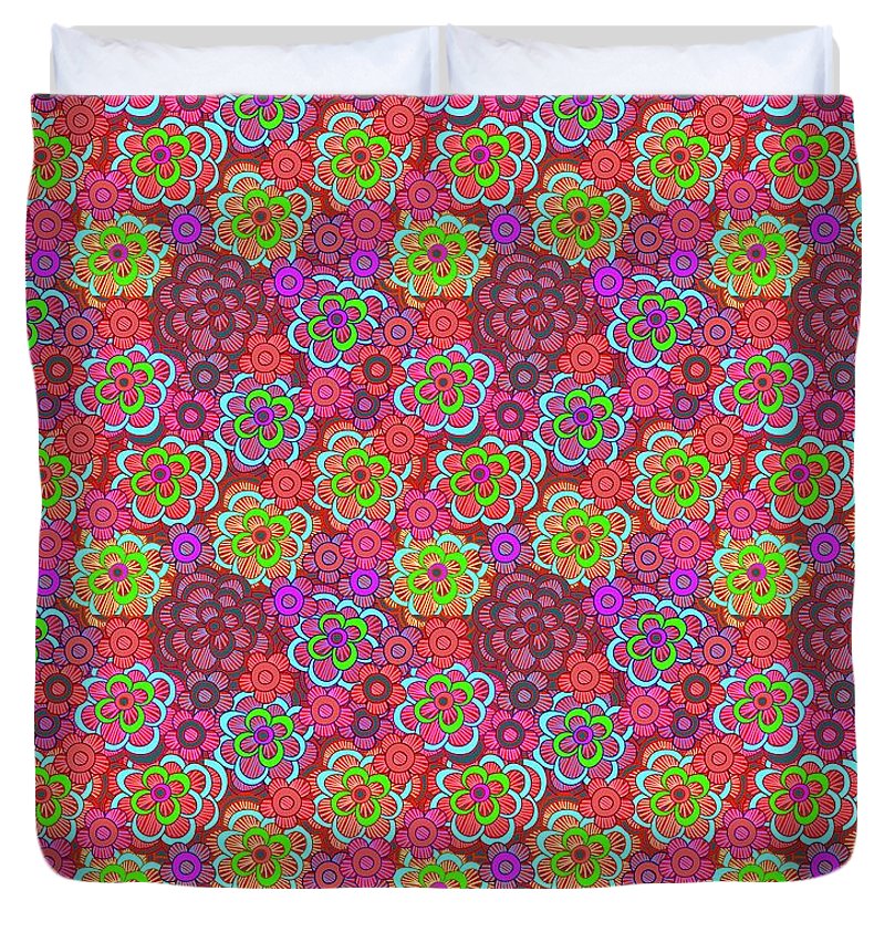 Pink Retro Flowers - Duvet Cover