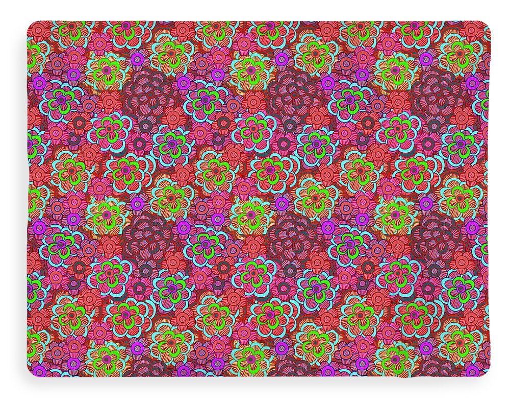 Pink Retro Flowers - Blanket