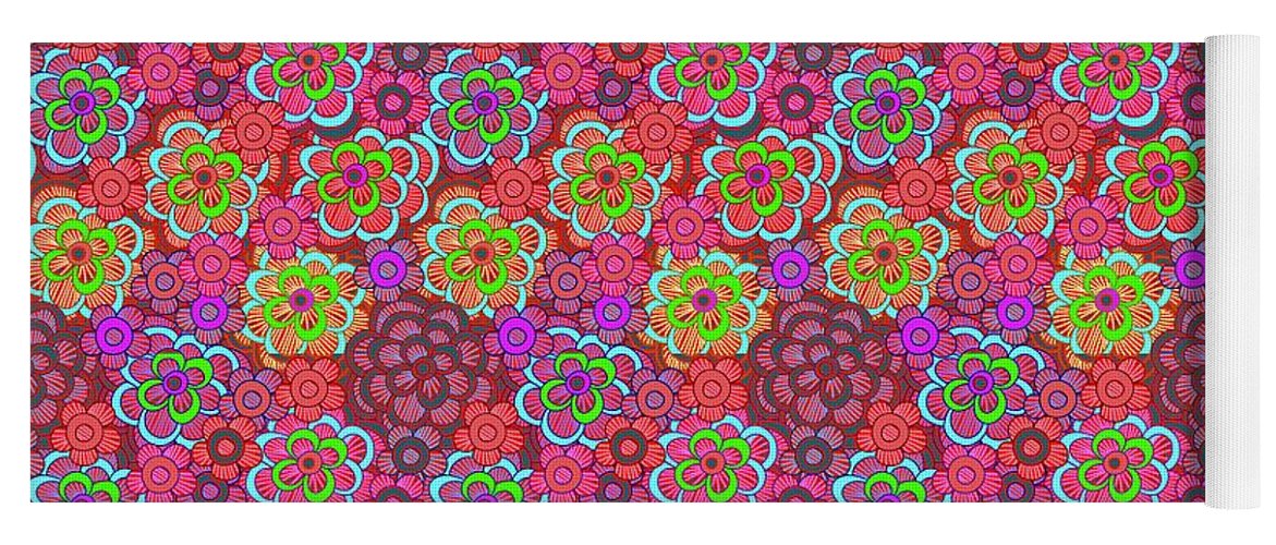 Pink Retro Flowers - Yoga Mat