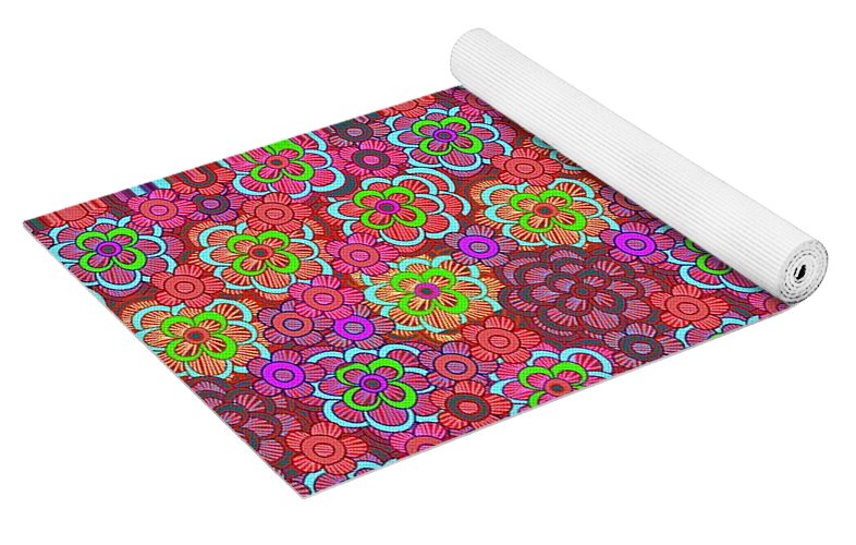 Pink Retro Flowers - Yoga Mat