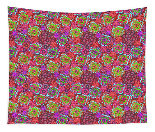 Pink Retro Flowers - Tapestry