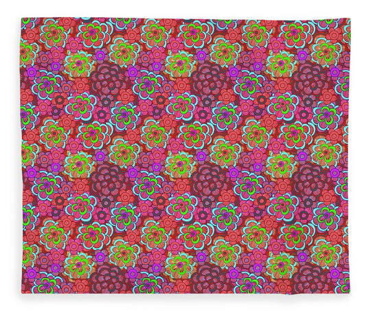 Pink Retro Flowers - Blanket