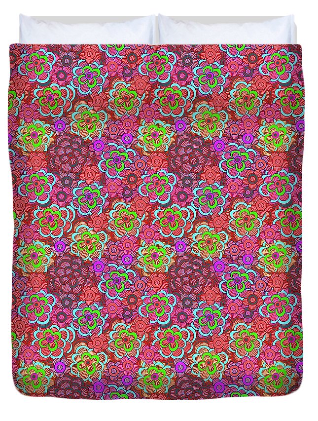 Pink Retro Flowers - Duvet Cover