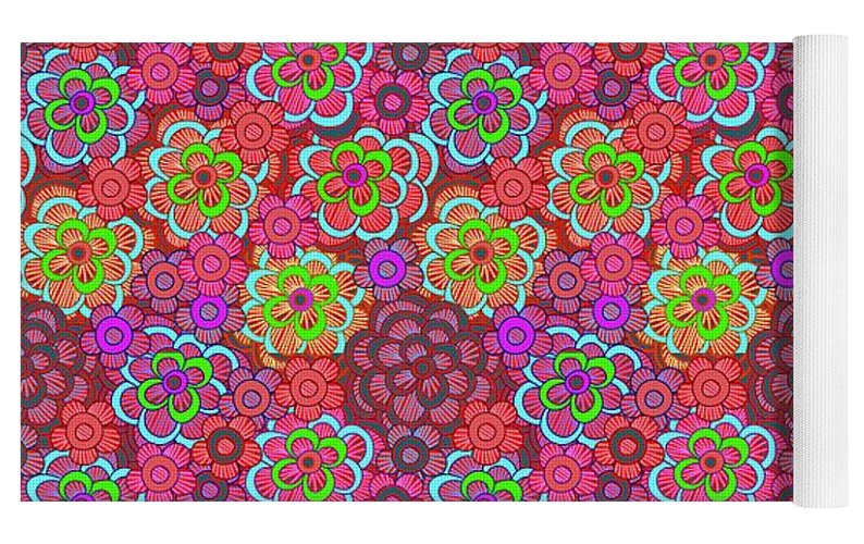 Pink Retro Flowers - Yoga Mat