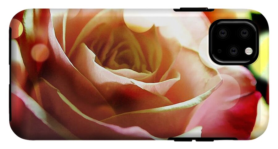 Pink Rose In Sparkle Lights - Phone Case